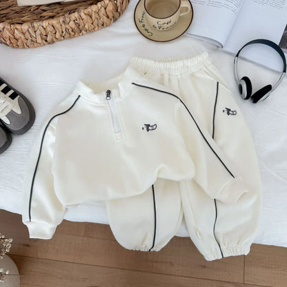 Children's Clothing Sweatshirt Sets 2026 New Autumn Boys Girls Long Sleeves Half Zipper Tops+Pants 2PCS Kids Tracksuit 1-14Years