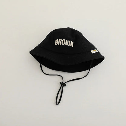 New Embroidered Letter Baby Bucket Hats Spring Sunhat Fishing Hat Sunshade Visor Boy Girl Outdoor Fashion Beach Cap For 6-24M