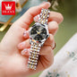 OLEVS 9970 Couple Watch For Men Women Luxury Number Dial Rhombus Mirror Quartz Hand Clock Stainless Steel Original Dress Watches