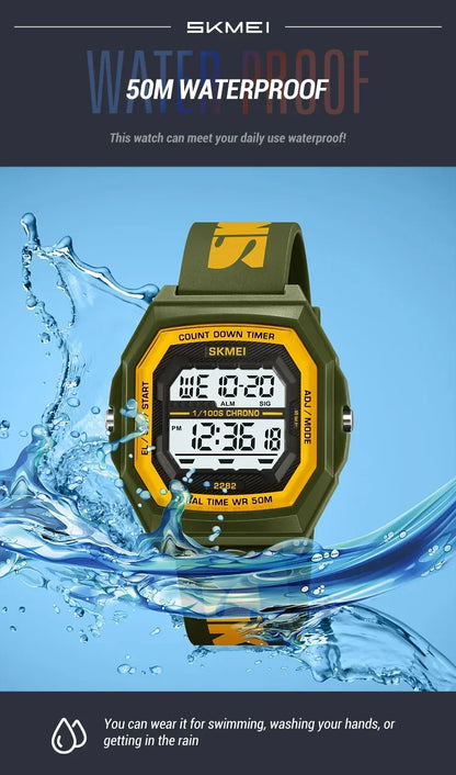 SKMEI 2282 Watches For Men Women 5Bar Waterproof Stopwatch Countdown Wristwatches Reloj Hombre Fashion Digital Sport Electronic