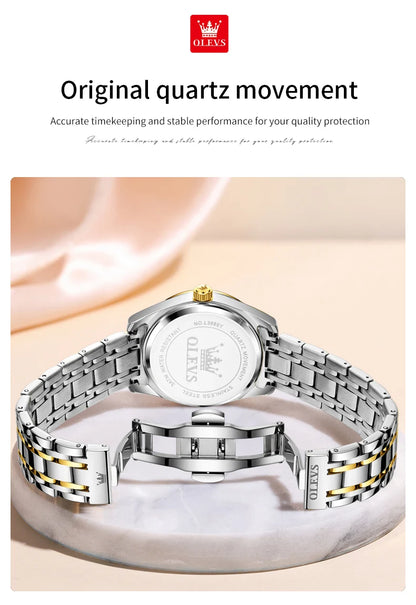 OLEVS 3666 Couple Watch Luxury Brand Quartz Watch Waterproof Watch Lover Gift Night Light Classic Date Week Clock His Her Watch