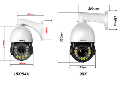 Metal Full Color Laser Infrared Auto Tracking Cruise 8MP 4K 30fps 90X Optical Zoom 360° Audio Onvif POE Speed Dome PTZ IP Camera