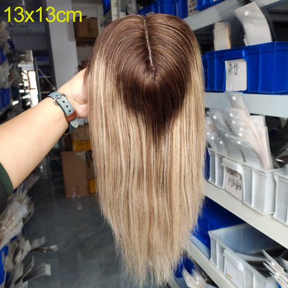 Moresoo Straight Human Hair Toppers Machine Remy Hair Piece Clip in For Women Topper for Beauty Hand Made Mono Base Hair Natural