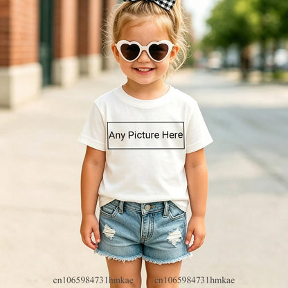Personalized Kids T‑Shirts Front Back Print Customized Girl Short Sleeve T‑shirt Custom Photo Text Logo Tee For Girls Casual Tee