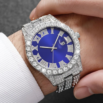 2-Piece Men's Luxury Watch Set - Classic Minimalist Large Dial Casual Versatile Quartz Watch Golden & Silvery Combination Set