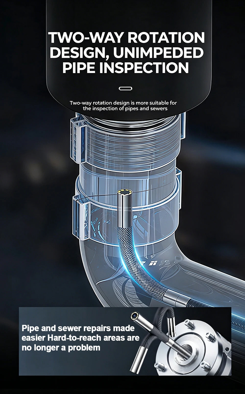 4K UHD 360° Two-Way Type-C Articulating 6mm Endoscope Camera Borescope Car Inspection Industrial Endoscope For IOS Android