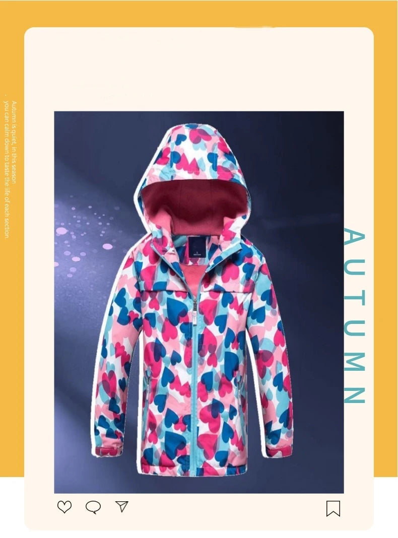 Dubbped Girl Polar Fleece Waterproof Jacket Spring Autumn Children Coats Sport Casual Kids Jackets Double-deck Windproof Jackets