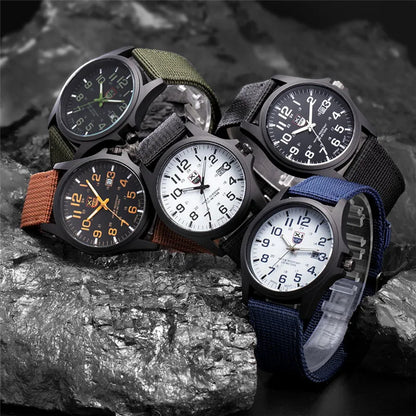 Men Genuine XINEW Brand Watches Students Fashion Casual Nylon Band Sports Army Gifts Date Quartz Wrist Watch Black Montre Homme