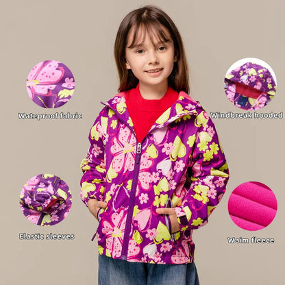 Dubbped Girl Polar Fleece Waterproof Jacket Spring Autumn Children Coats Sport Casual Kids Jackets Double-deck Windproof Jackets