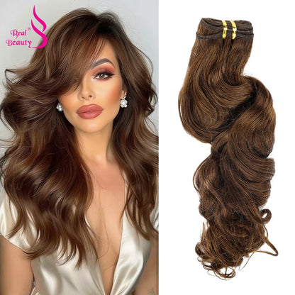 Real Beauty Platinum Blond Brazilian Body Wave Hair Weave Bundles 12"-28" High Ratio Remy Hair Extensions Brown #2 #4 #P6/613