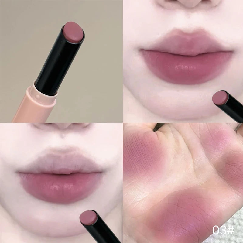 Smoky Grey Violet Lipstick Matte Velvet Finish Smooth Application Lip Mousse Waterproof Mirror Glossy Lip Tint Not Fading Makeup