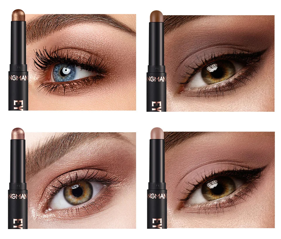 Waterproof Long Lasting Metallic Eyeshadow Sticks Satin Finish 16 Vibrant Colors Professional Makeup Pencil Crayon Set 8PCS