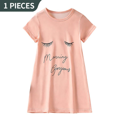 1/2 Piece Children's Sweet And Lovely Straight Skirt Loose And Comfortable Girl's Home Skirt Casual Round Neck Plus Size Skirt