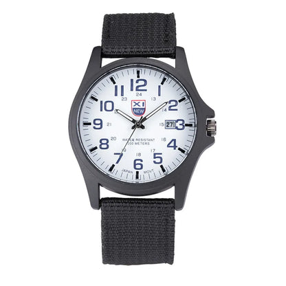 Men Genuine XINEW Brand Watches Students Fashion Casual Nylon Band Sports Army Gifts Date Quartz Wrist Watch Black Montre Homme