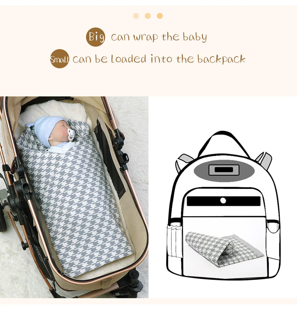 Baby Blankets Newborn Cotton Swaddle Wrap Plaid for Infant Kids Boys Girls Ultra-Soft Reversible Knitted Toddler Receiving Mats