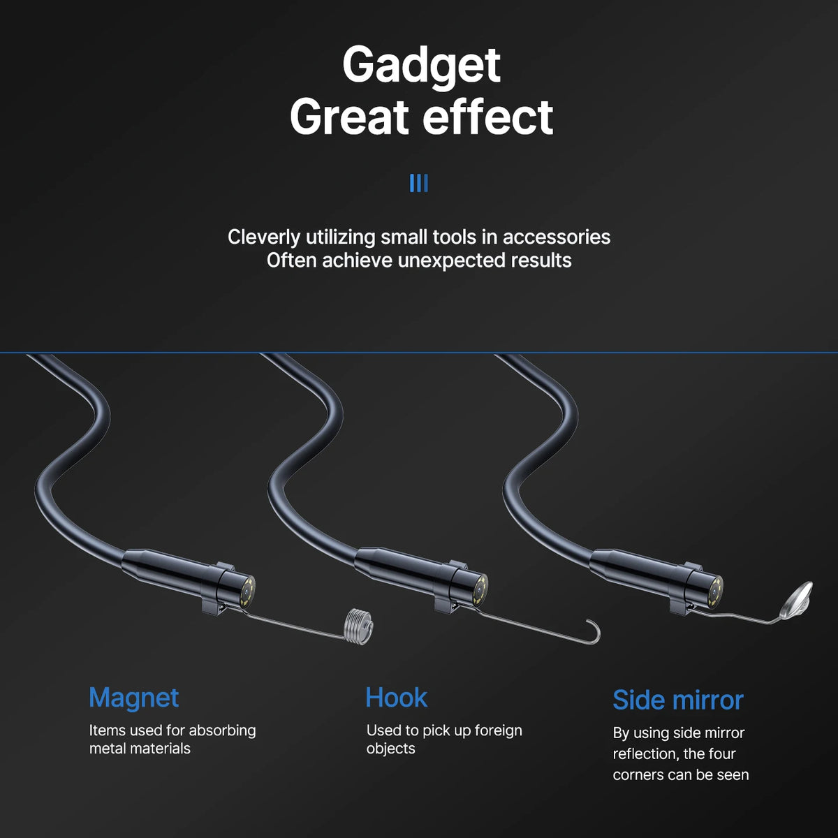 Endoscope Camera with Light, 8mm 1080P HD Borescope, IP67 Waterproof Snake Camera，Inspecting Walls, Automotive Engines, Pipes