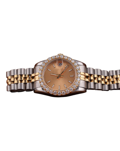 Moissanite Full Stainless Steel Watch Brown Dial Watches for Export Sale Hip Hop Diamond Watch Gift For Women's