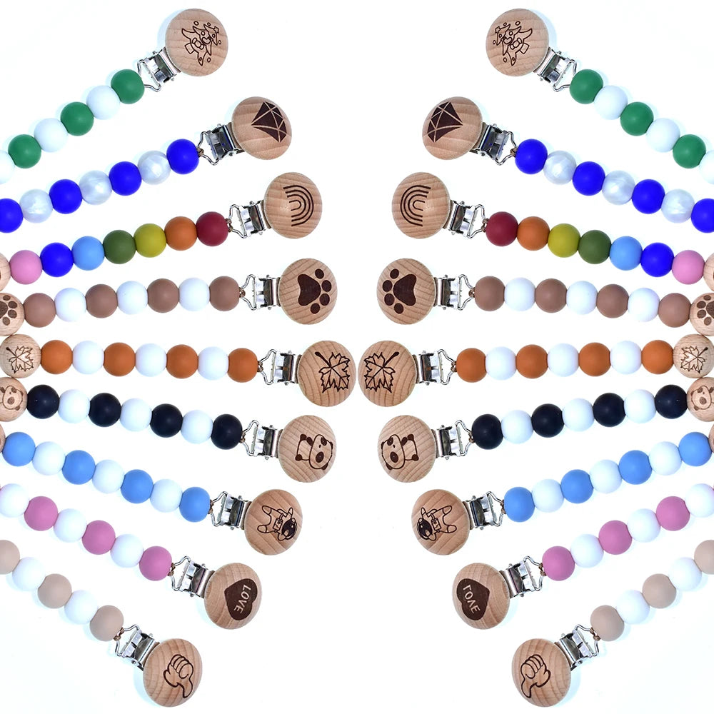 Mabochewing 20pcs 30mm 35mm Natural Beech Wood Clips for Baby Mobile Chewing Pacifier Chain