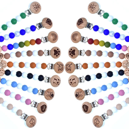 Mabochewing 20pcs 30mm 35mm Natural Beech Wood Clips for Baby Mobile Chewing Pacifier Chain