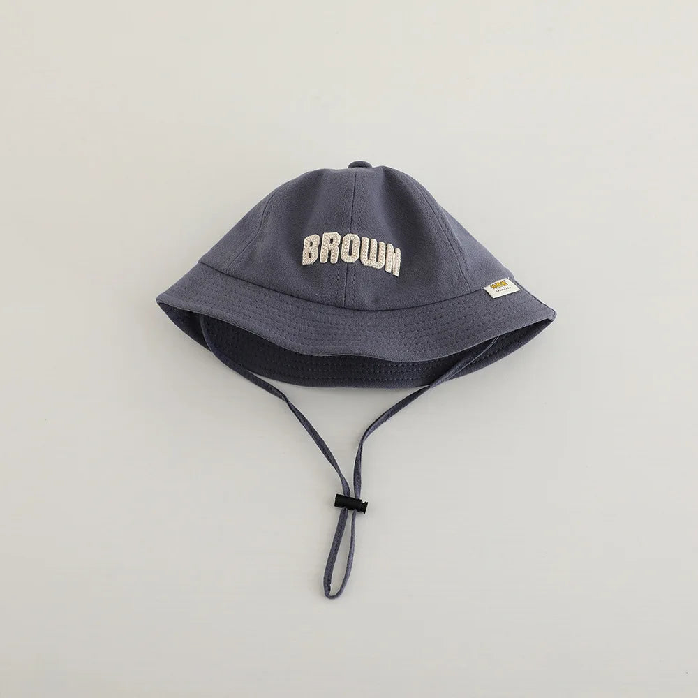 New Embroidered Letter Baby Bucket Hats Spring Sunhat Fishing Hat Sunshade Visor Boy Girl Outdoor Fashion Beach Cap For 6-24M