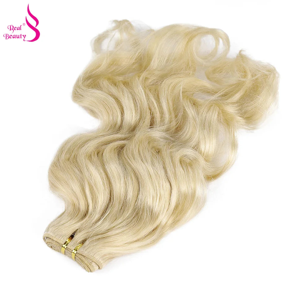 Real Beauty Platinum Blond Brazilian Body Wave Hair Weave Bundles 12"-28" High Ratio Remy Hair Extensions Brown #2 #4 #P6/613