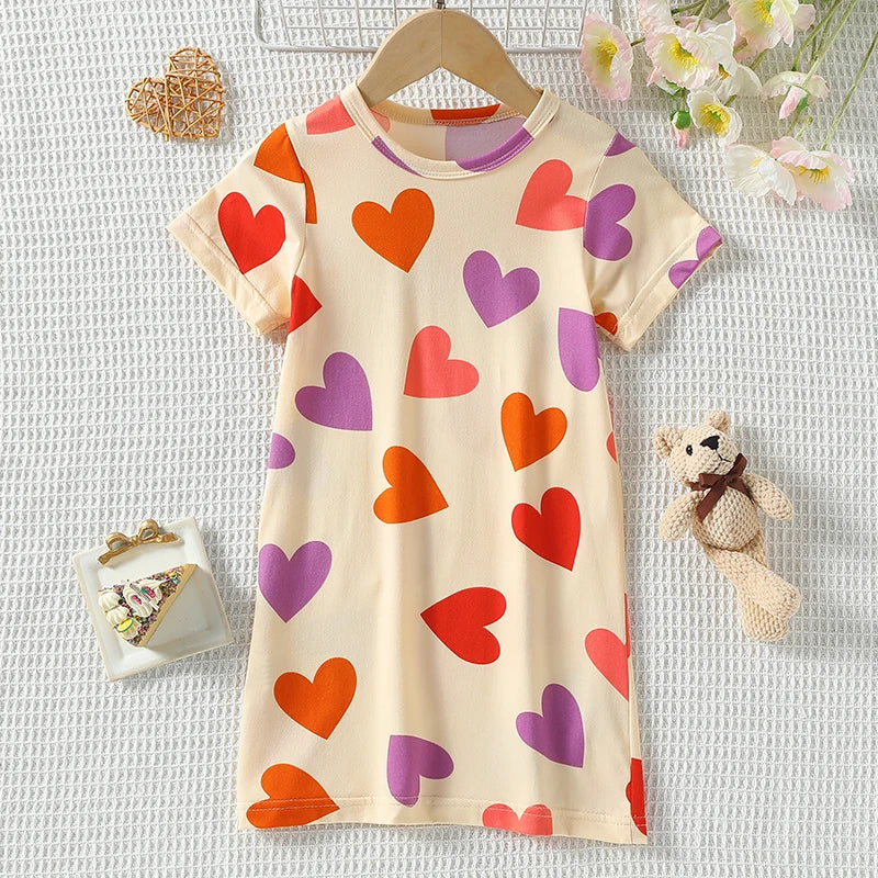 1/2 Piece Children's Sweet And Lovely Straight Skirt Loose And Comfortable Girl's Home Skirt Casual Round Neck Plus Size Skirt
