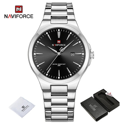 NAVIFORCE Trend Watch for Men Casual Date Display Waterproof Quartz Military Stainless Steel Strap Man Watches Relogio Masculino