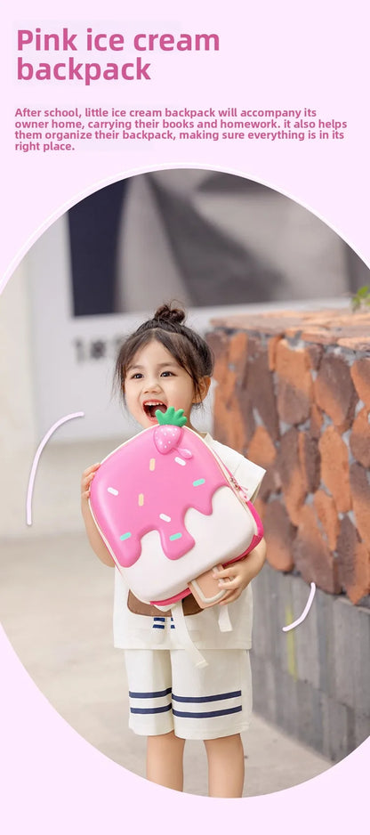 Ice Cream Children's Backpack Fashion Princess Schoolbag Kindergarten Baby Shoulders Bag 3D Cute Bookbag Kids Birthday Gifts