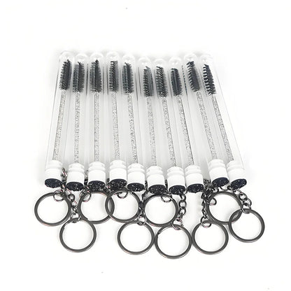 20/50pcs Sparkling Lash Mascara Tube with Black Keychain Mascara Wand Applicator for Eyelash Extension Eyebrow Comb Makeup Brush