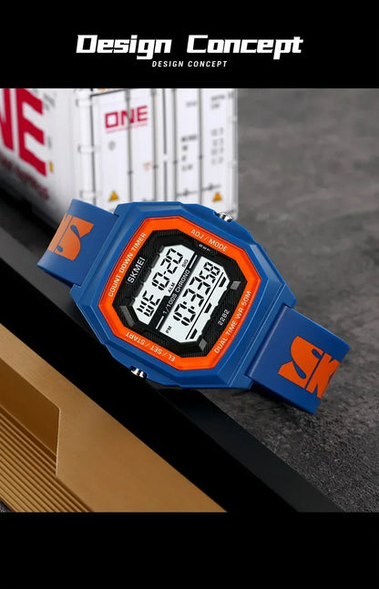 SKMEI 2282 Watches For Men Women 5Bar Waterproof Stopwatch Countdown Wristwatches Reloj Hombre Fashion Digital Sport Electronic