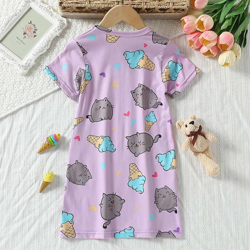 1/2 Piece Children's Sweet And Lovely Straight Skirt Loose And Comfortable Girl's Home Skirt Casual Round Neck Plus Size Skirt