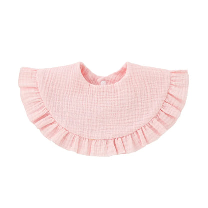Baby Gauze Feeding Drool Bib Ruffle Solid Infants Saliva Towel Soft Cotton Burp Cloth For Toddler Kids Bibs Korean Style New