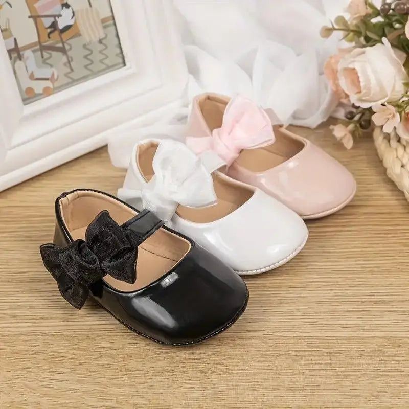 Toddler Girls' Fashionable Bowknot Princess Shoes, Comfortable Soft Mary Jane Flat Shoes Suitable For Parties And Various Activi