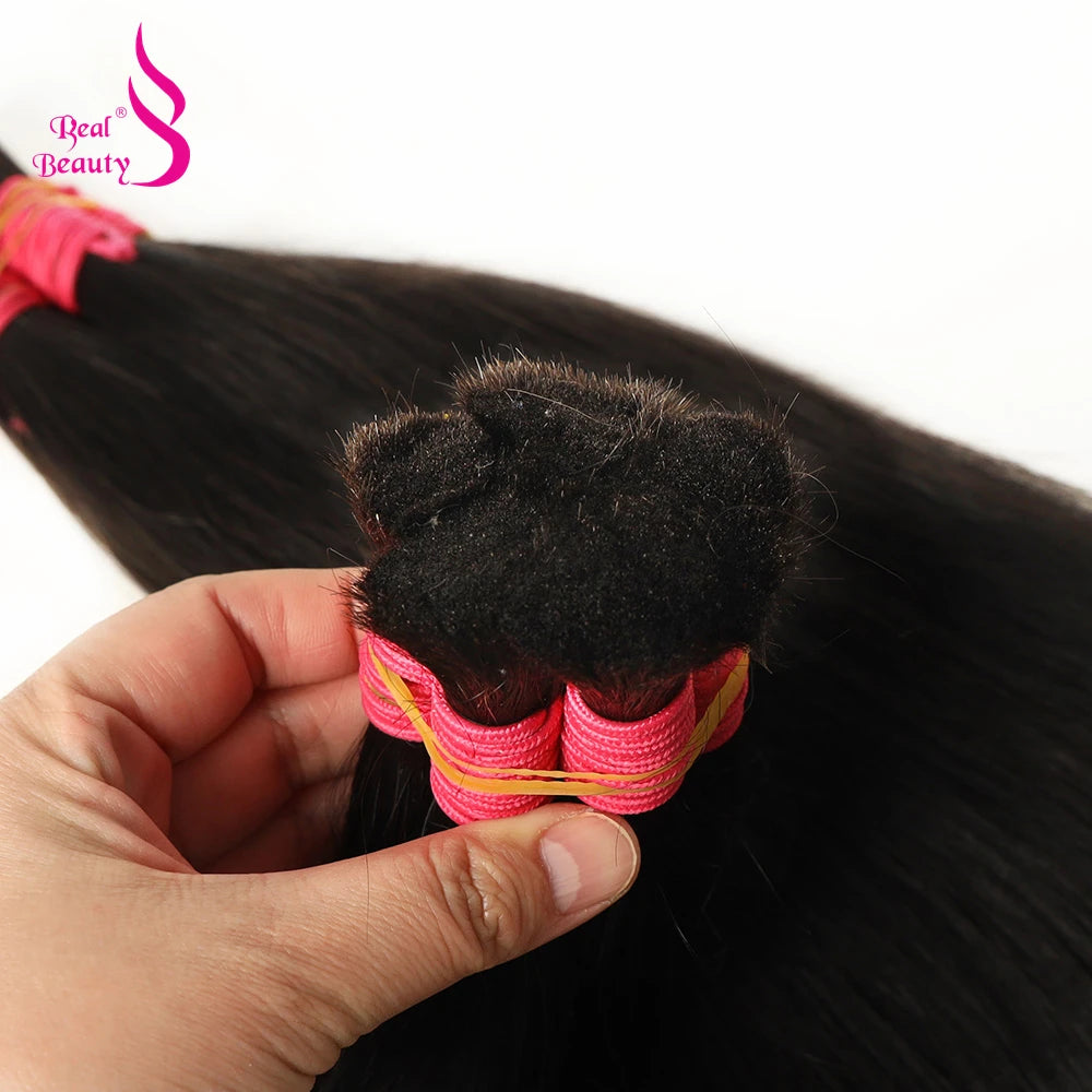 REAL BEAUTY Remy Human Hair Vietnam Natural Straight Bulk Hair for Braiding Black Brown No Weft Crochet Braids Bundles