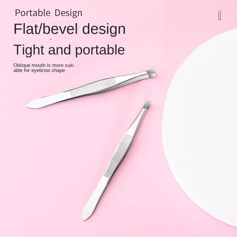 Stainless Steel Convenient Small Tool Eyebrow Pliers Eyebrow Tweezers Professional Eyebrow Hair Removal Tweezer Flat Tip Tools