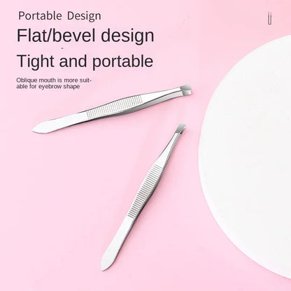 Stainless Steel Convenient Small Tool Eyebrow Pliers Eyebrow Tweezers Professional Eyebrow Hair Removal Tweezer Flat Tip Tools