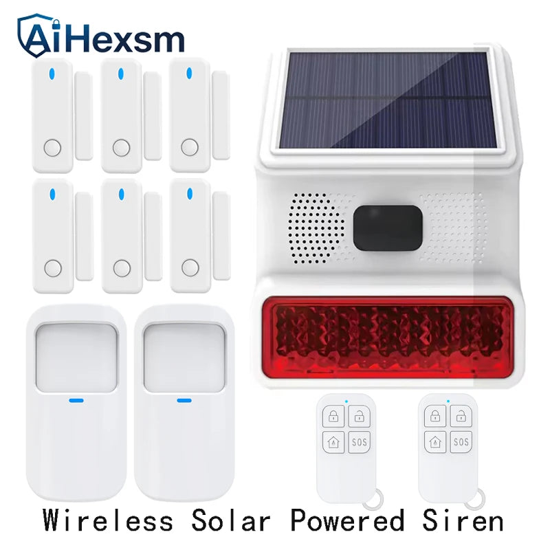 New 433MHz Wireless light Flash Strobe Outdoor Solar Waterproof Siren for Home Burglar PIR Motion Door Gap Security Alarm System