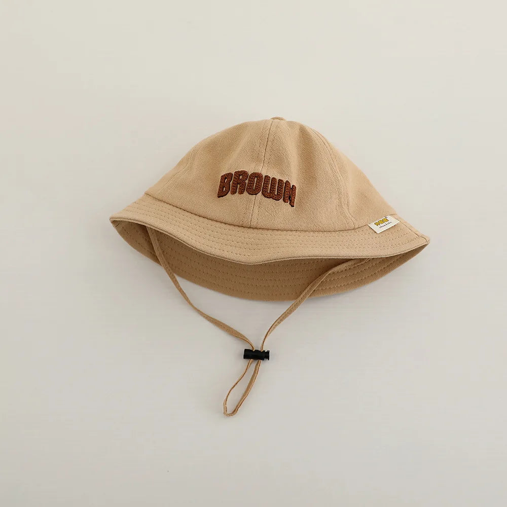 New Embroidered Letter Baby Bucket Hats Spring Sunhat Fishing Hat Sunshade Visor Boy Girl Outdoor Fashion Beach Cap For 6-24M