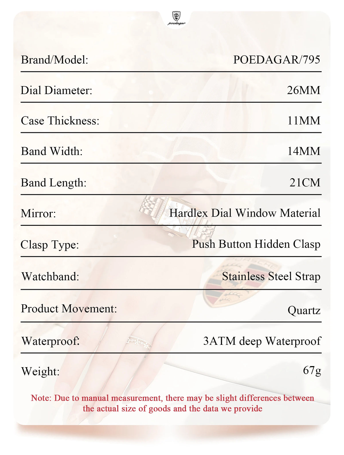 POEDAGAR Top Exquisite Woman Watches High Quality Date Fashion Waterproof Ladies Watch Stainless Steel Women's Quartz Wristwatch