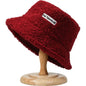 Warm Embroidered Hat Soft Lambswool Bucket Hat For Women Men Winter Warm Knitted Beanie Cap Soft Warm Thick Fisherman Hat