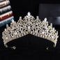 Trendy Baroque Sky Blue Rhinestone Crystal Queen Crown Wedding Tiara Women Beauty Pageant Diadem Bridal Hair Accessories Jewelry