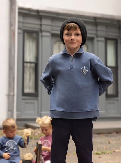 2026 Ali Plus new AW26 Compass Collection Dusty pink Muted blue washed denim oversized sweatshirt kids girl boy baby clothing