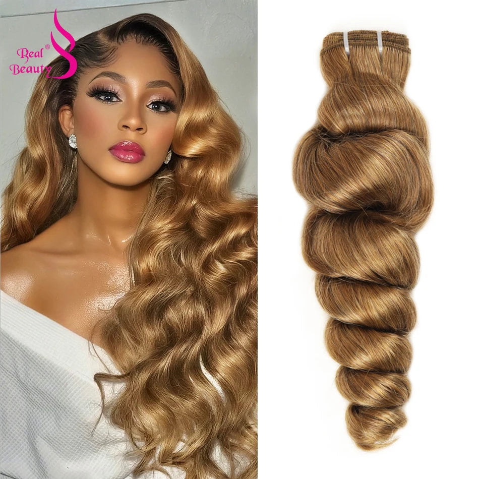Real Beauty Platinum Blond Brazilian Body Wave Hair Weave Bundles 12"-28" High Ratio Remy Hair Extensions Brown #2 #4 #P6/613