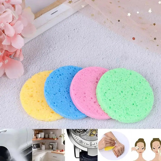 10pcs Natural Wood Sponge Compress Cosmetic Puff Facial Washing Sponge Face Care Cleansing Makeup Remover Tools