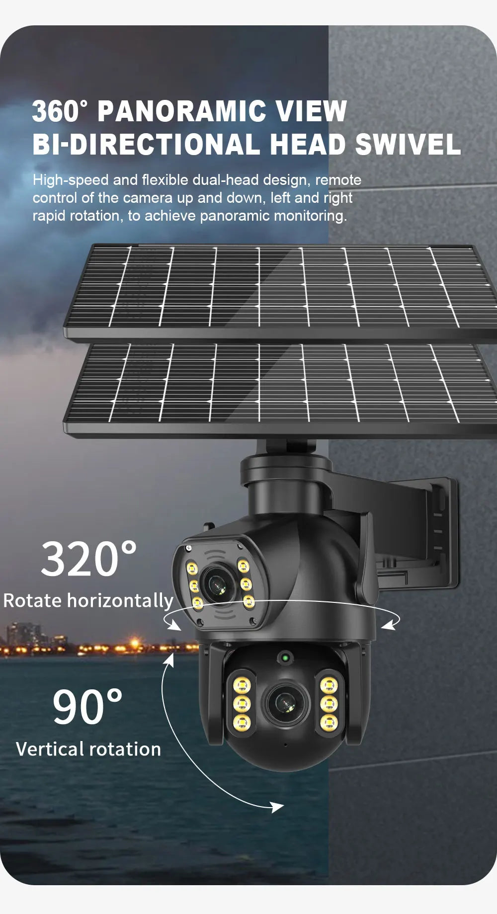 Neye P18 Solar Powered 4G SIM Card Camera 4K 8MP Outdoor Dual Lens PTZ Camera PIR Human Detection Ultra Long Battery Life