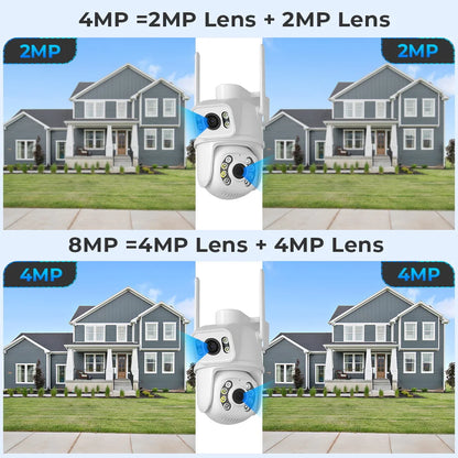 Hiseeu 4K 8MP Wifi Surveillance Camera Dual Lens 4X Digital Zoom AI Human Detect ONVIF Wireless Outdoor Security PTZ IP Cameras