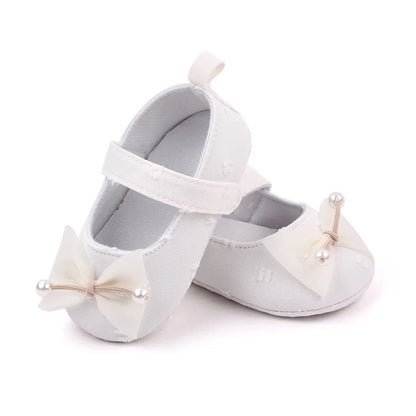 0-18months Baby Girls Bowknot Flats Soft Sole Shoes Non-Slip Princess Wedding Dress Walking Shoes For Newborn Girls