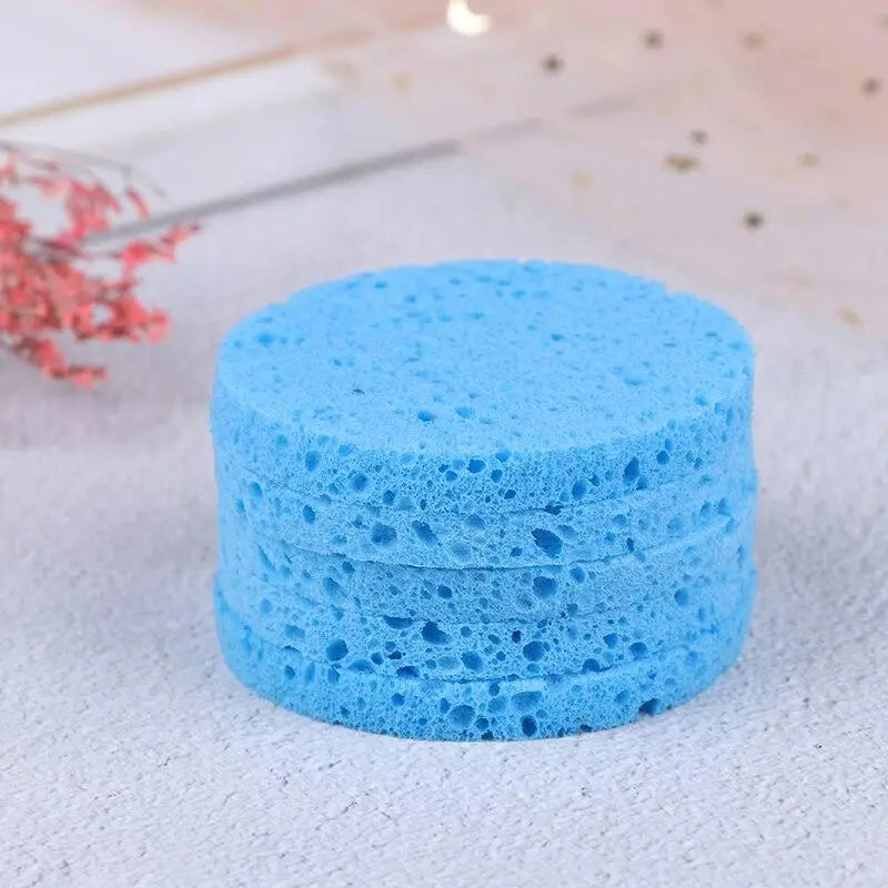 10pcs Natural Wood Sponge Compress Cosmetic Puff Facial Washing Sponge Face Care Cleansing Makeup Remover Tools