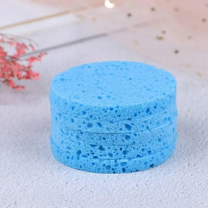 10pcs Natural Wood Sponge Compress Cosmetic Puff Facial Washing Sponge Face Care Cleansing Makeup Remover Tools