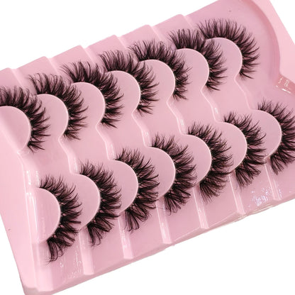 NEW 7pairs 8D Mink Lashes Natural Short False Eyelashes Mink Eyelashes 3D Mink Lashes Wispy HandMade Full Strip Lashes  Makeup